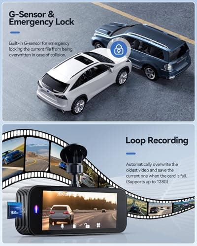 Dash Camera for Cars, 4K+1080P Dash Cam Front and Rear with 5G WiFi, Built-in 32GB Card, Night Vision, G-Sensor, 24H Parking Mode, Loop Recording — view 5