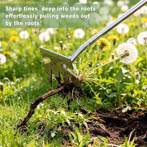 Orelex Weed Puller Tool, Gardening Tools, Dandelion Removal Tool, Garden Weed Pulling Tool, Garden Fork, Stainless Steel, Anti-Detachment, Portable Gardening Hand Tools for Backyard Weeding — view 2