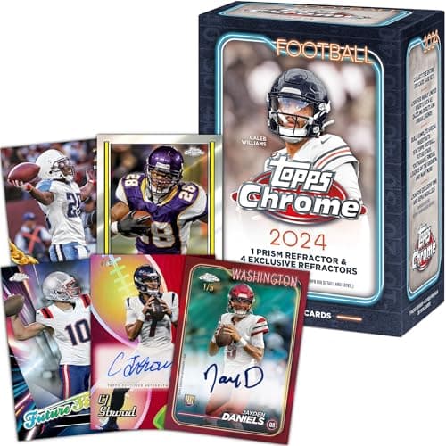 2024 Topps Chrome Football 7-Pack Trading Card Blaster Box (1 Prism Refractor Per Box)