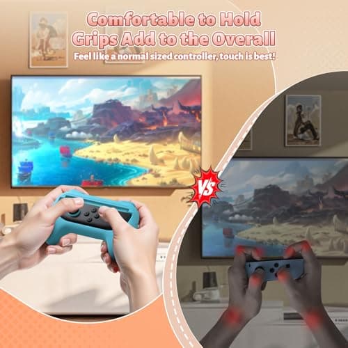 FASTSNAIL [Switch 1/2 Compatible] Grips for Nintendo Switch 2 /Switvh/OLED for Joy-Con 2, Wear-Resistant & Anti-Slip Controller Grips, Switch Controller Holder Accessories for Joycon 2 (Orange,Blue) — view 4