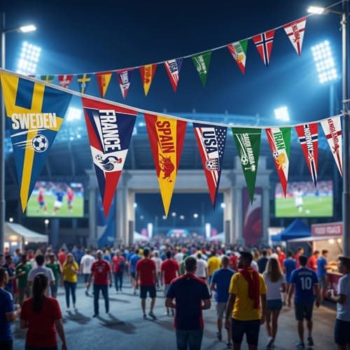 2026 World Cup Country Flag Pennants 48Pcs (10x23cm) Triangle Flags Polyester rope 15m - Soccer Nations Flags Bunting Pennant for Party Decorations for Tournaments, Garden, Streets & Pub Bar — view 4