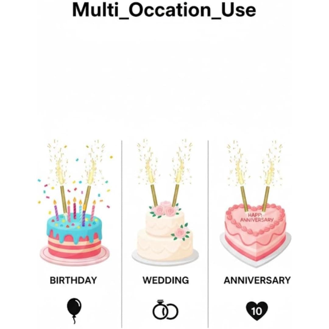 Ice Fountain Cake Sparkler Candles Birthday Cake Topper Firework Candles 15cm Indoor Sparkler Wedding Anniversary Party Decoration Colourful Cake Candles (Pink, 4 PCS) — view 2