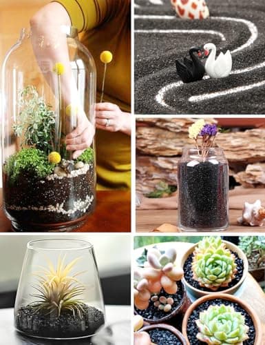 2.2 lb Black Lava Pebble Vase Filler Pebbles Stones Crafting Floral Arranging Home Décor Decorative Colored Crushed Stones Special Black Aquarium Gravel for Freshwater Aquariums — view 4