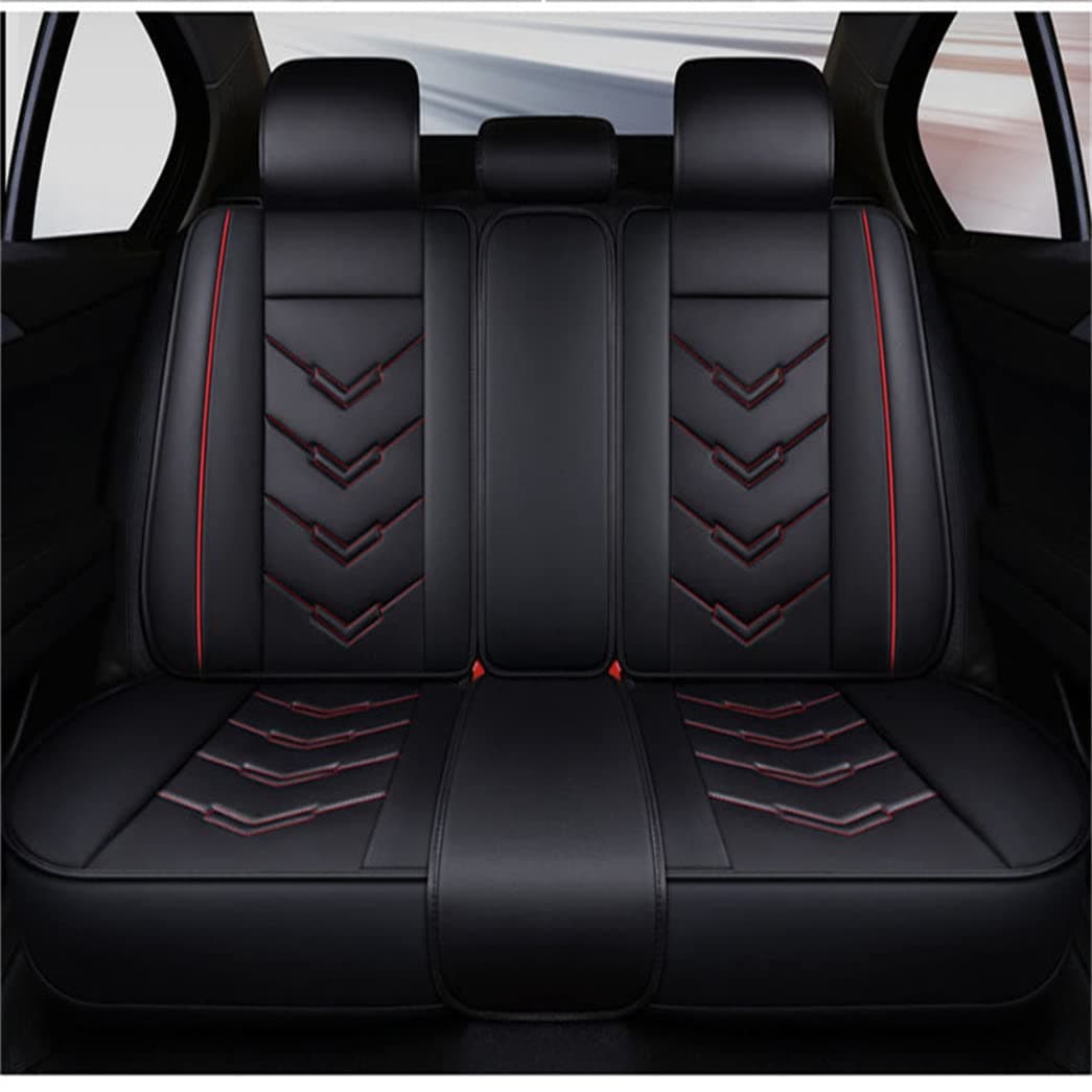 Car Seat Covers 5 Seat Leather Fits for Toyota Prius 2010-2014 Vehicle Seat Cover Full Set Cushion Front Rear Seat Protectors (Black Red)