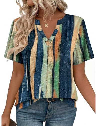 Zeagoo Shirts for Women Short Sleeve Blouses 2026 Fashion Spring Summer Basic Clothes Business Work Tunic Top Multicolor 2XL