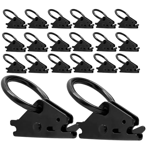 Haaifroe 20 Pack Black E-Track O Ring, Steel E Track Tie Down Anchors Secure for Trailers Flatbeds Pickup Trucks