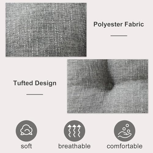 Quilmfoam 16.5"x15.5" Kitchen Chair Cushions Set of 4 for Dining Chair, Soft Tufted Non-Slip Memory Foam Seat Cushion with Ties for Indoor Kitchen Dining Furniture, Dark Grey — view 7