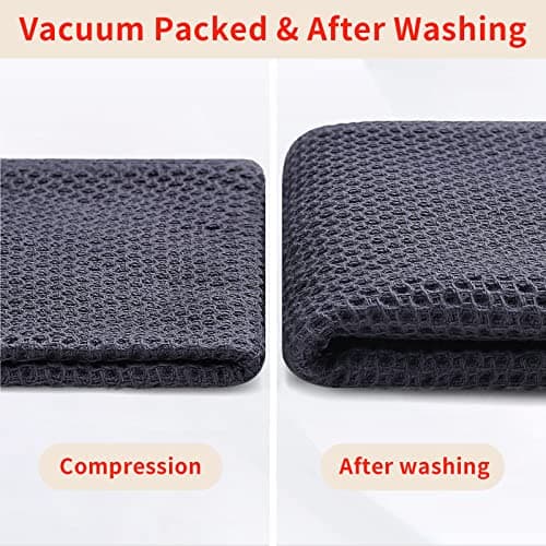 Homaxy 100% Cotton Waffle Weave Kitchen Dish Cloths, Ultra Soft Absorbent Quick Drying Dish Towels, 12 x 12 Inches, 6-Pack, Dark Grey — view 6