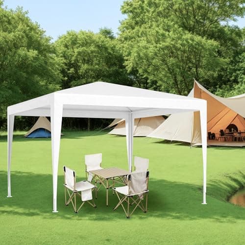 Teabelle 10x10 FT Party Canopy Tent with 4 Removable Sidewalls, Heavy Duty White Wedding Gazebo, Waterproof Outdoor Event Shelter with Portable Steel Poles, Sun Shade for Patio Lawn Garden Yard — view 2