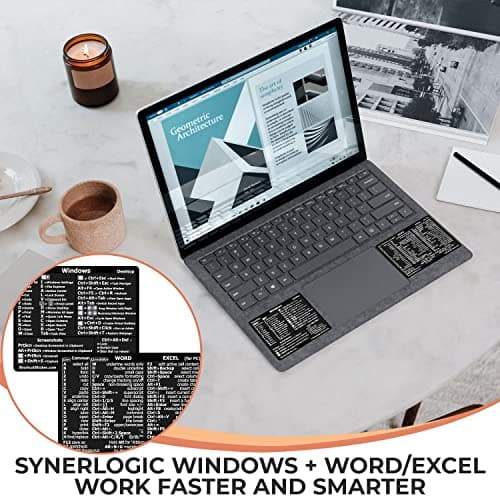 SYNERLOGIC Windows + Word/Excel (for Windows) Quick Reference Guide Keyboard Shortcut Stickers, No-Residue Vinyl (Black/Small/Combo) — view 2