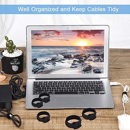 Nettbe 60 PCS 6 Inches Reusable Cable Ties, Adjustable Cord Straps Wire Organizer Cord Wrap and Hook Loop Cable Management — view 3
