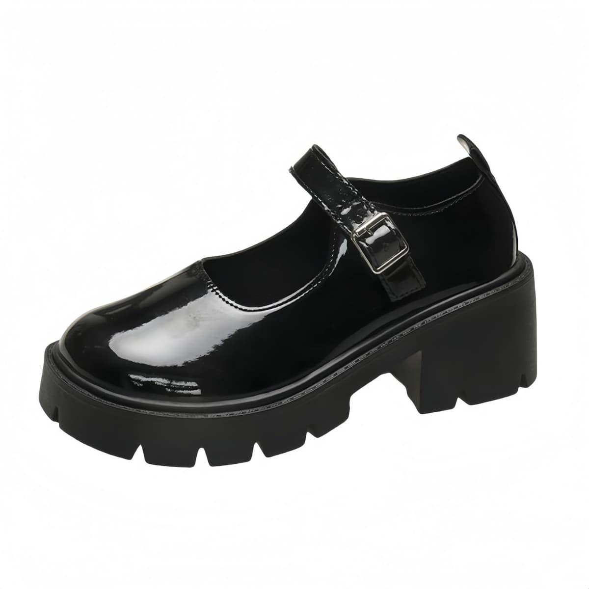Womens Platform Mary Janes Shoes Sweet Toe Ankle Lolita Gothic Pumps Chunky Patent Leather — view 44