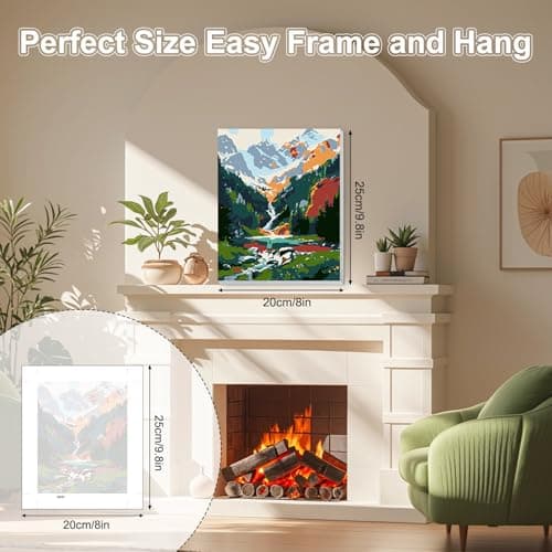 TOSTOG Landscapes 4 Pack Framed Canvas Painting by Numbers Art Kit for Adults and Kids, Beginner Acrylic Painting Supplies with Wooden Frame for Home Wall Decor 20 * 25 cm/8 * 10 in — view 5