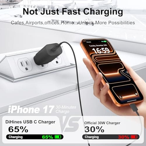 30W USB C Phone 15 Charger Fast Charging Block for iPhone 15/15 Pro Max/15 Pro/15 Plus/Samsung Galaxy S23 Ultra/S23/S23+/S22/S22 Ultra/S22+/S21 Ultra/S20 Ultra/Note 20 & 6.6Ft USB C Charger Cable — view 2