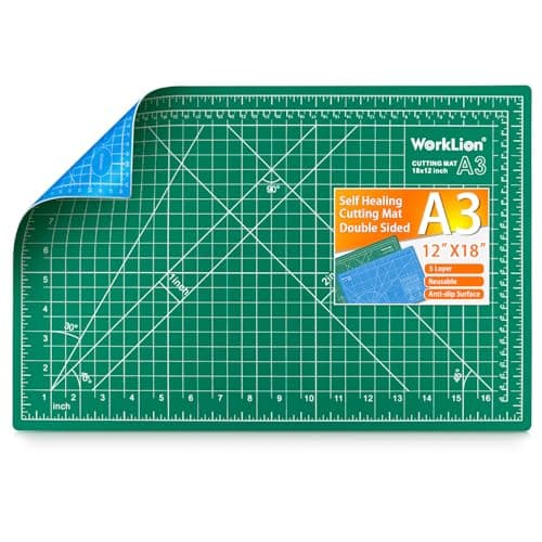 WORKLION 12" x 18" Art Self Healing PVC Cutting Mat, Double Sided, Gridded Rotary Cutting Board for Craft, Fabric, Quilting, Sewing, Scrapbooking Project