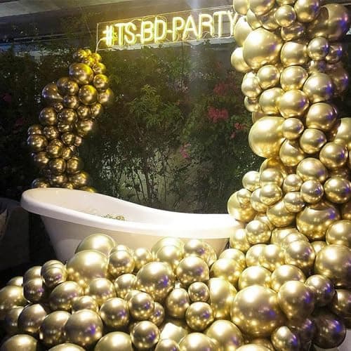 PartyWoo Gold Balloons 50pcs 12 Inch Gold Latex Helium Balloons for Birthday Wedding Anniversary Baby Shower Graduation Bachelorette Retirement Engagement Tea Casino Disco Party Decorations Gold-G101 — view 5