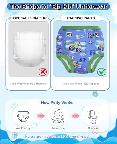 MooMoo Baby Cotton Potty Training Underwear 4 Packs Absorbent Reusable Training Pants for Boys 2T — view 2