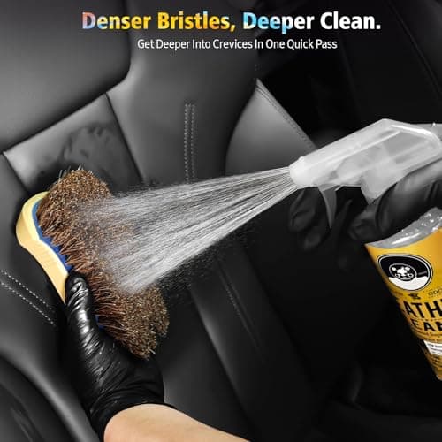 YeewayVeh Horse Hair Leather Cleaning Brush - Upgraded Long Bristle Car Leather Brush with 360° Soft Grip, for Car Interior Seats, Sofa, Upholstery & Furniture Care — view 2