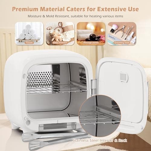 Keenray Hot Towel Warmer Cabinet, Professional Spa Towel Warmer with Digital Screen, Adjustable Timer and Delay, Customized Fragrance, Heat Dry & Wet Towels for Spa, Salon, Home 14 L Snow White — view 4