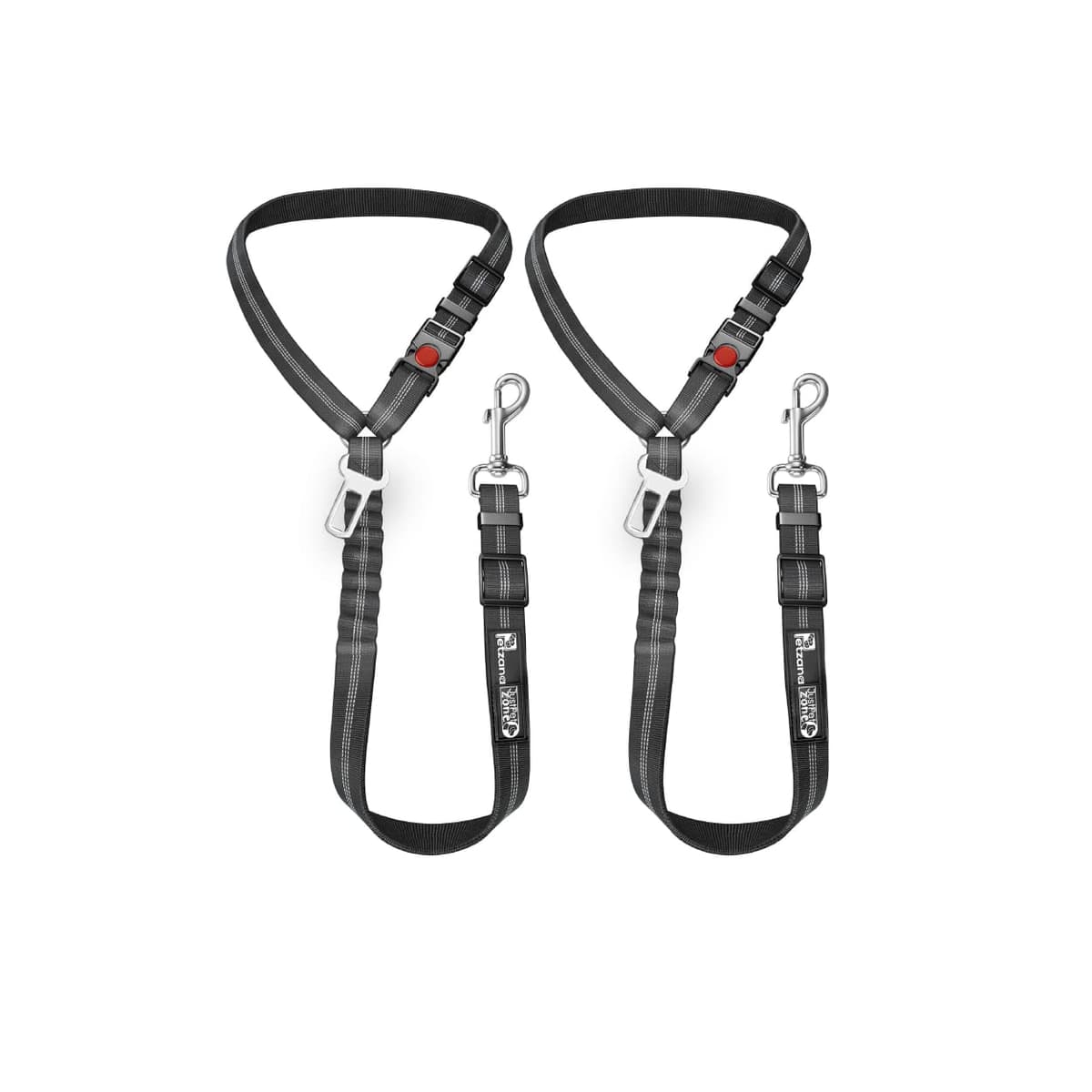 Comfortable Dog Seat Belt Harness for Car - 2-in-1 Leash and Restraint Secures to Headrest. Adjustable Bungee, Strong, Durable, 360 Degree Swivel Attach Won't Twist, Reflective, Easy to Use (Black) — view 5