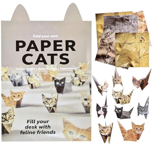 Cute Cat Origami Paper Kit, 3D DIY Paper Cats to Fold, 50 Colorful Sheets, Easy Craft for Beginners, Screen-Free Activity, Desk Decor & Gift for Cat Lovers (动物)