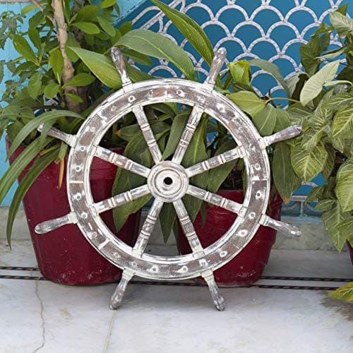 Nagina International Nautical Handcrafted Wooden Ship Wheel - Home Wall Decor (18 inches, Antique Black)