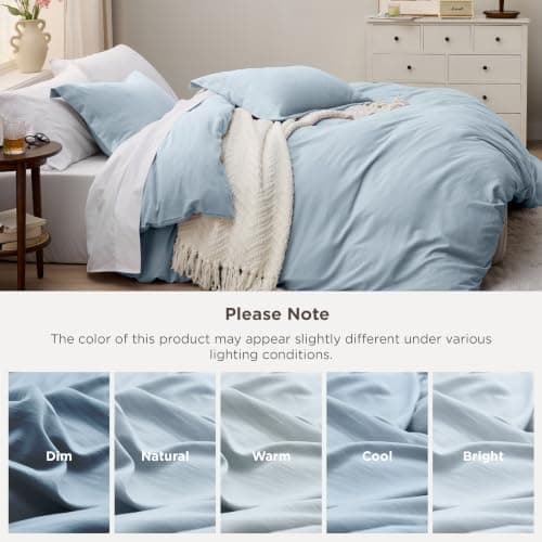 Bedsure Celestial Blue Duvet Cover King Size - 3 Pieces Prewashed Cotton-Like Polyester Extra Soft Bedding Set, Includes 1 Duvet Cover 104x90 Inches with Zipper Closure & 2 Pillow Shams, No Comforter — view 4