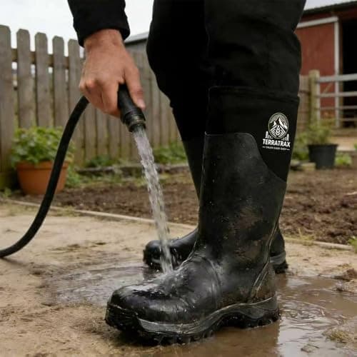 TerraTrax Men's Winter Rubber Boots & Heavy Duty Work Boot, Waterproof Insulated Muck Rain Boots for Snow, Farm, Hunting & Ice Fishing (Sub-Zero Cold Rated),Black 10 — view 2