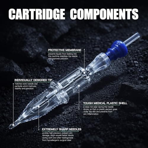 Dragonhawk Tattoo Needle Cartridges - 20PCS Disposable 1215RM Round Magnum Tattoo Needles with Membrane, Professional Cartridge Needles for Shading Work, Compatible with All Rotary Pen Tattoo Machines — view 4