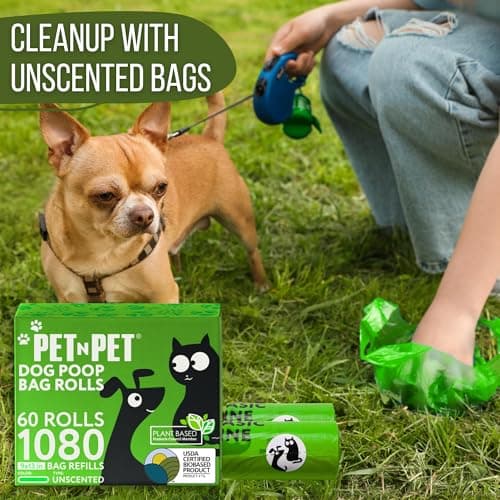 Pet N Pet Dog Poop Bags - USDA Certified 41% Plant-Based Doggy Poop Bags - Leak-Proof Sac Caca Chien Refill Rolls (1080 Count, Unscented, Green) — view 5