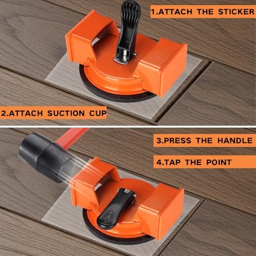REXBETI Floor Gap Fixer Tool, Plank Gap Repair Kit, Heavy Duty Suction Cup Laminate Flooring Tool, Double Widened Striking Face, 10pcs Sticky Pads for Fixer Laminate/Vinyl Flooring/Hardwood — view 5