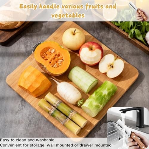 2 PCS Multi-Functional Kitchen Peeler, Vegetable Peeler, Wooden Kitchen Tool, Premium Wooden Handle - Stainless Steel Single Blade & Built-In Bottle Opener, Suitable for Peelable Vegetables & Fruits — view 6