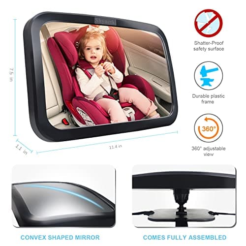 Shynerk Baby Car Mirror, Safety Car Seat Mirror for Rear Facing Infant with Wide Crystal Clear View, Shatterproof, 360° Rotation, Crash Tested and Certified — view 3