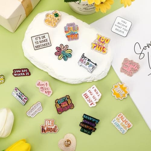 SANNIX 60Pcs Motivational Enamel Pins, Inspirational Lapel Pins Brooches — view 2