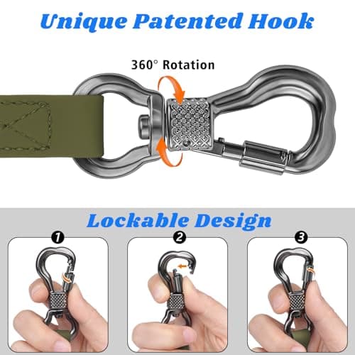XiaZ Long Leash for Dogs Waterproof, Training Long Line Lead with Padded Handle for Large Medium Small Dogs Outside Walking, Playing, Camping, or Yard (30FT, Olive) — view 2