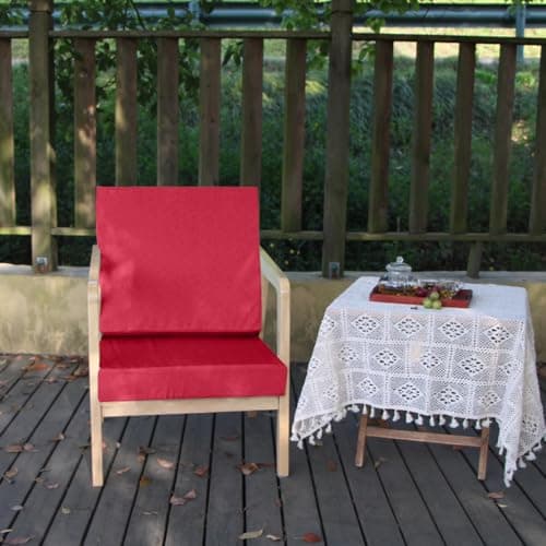 youngseahome Patio Seat Cushion Covers,Washable Slip Covers Replacement,Waterproof Outdoor Furniture Chair Cushion Pillow Seat Cover for Couch,Garden,Sofa,Red,24"×24"×4"(4 Covers Only) — view 2