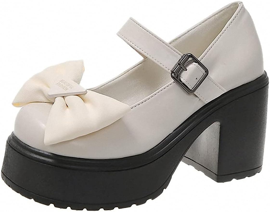 Womens Platform Mary Janes Shoes Sweet Toe Ankle Lolita Gothic Pumps Chunky Patent Leather — view 74