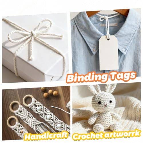 PerkDecor Twine String Natural Jute Twine & Cotton Twine Bundle - Bulk Packing Twine for Crafts, Gift Wrapping String, Gardening Twine, Home Decor (3 Rolls, 984ft, 2mm) — view 5