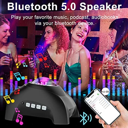 Northern Lights Aurora Projector,CIMELR Star Projector Music Bluetooth Speaker and White Noise,Galaxy Light with Remote Control, Night Light for Bedroom, Room Decor, Ceiling, Gift for Kids Adults — view 3