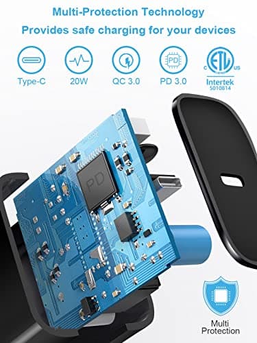 10FT iPhone 14 13 12 Charger Fast Charging 20W PD USB C Wall Charger with 10FT Fast Charging Cable Compatible iPhone 14/13/12/11/Pro/Pro Max/Mini/Xs Max/XR/X, iPad - Black — view 3