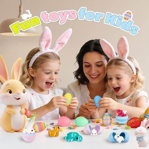 Prefilled Easter Eggs - 24Pcs 3D Printed Surprise Eggs with 3D Animals Toys Capsule Vending Machine Toy Easter Eggs Filled Gifts for Boys Girls Kids — view 3