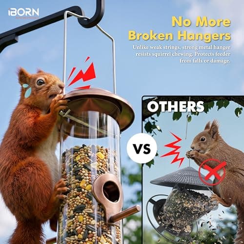 iBorn Metal Bird Feeders Brushed Copper Wild Bird Feeder for Outdoors Hanging All Metal Brushed Copper Finishing 15 Inch 6 Port,Pack of 1(Seed is not Included) — view 4