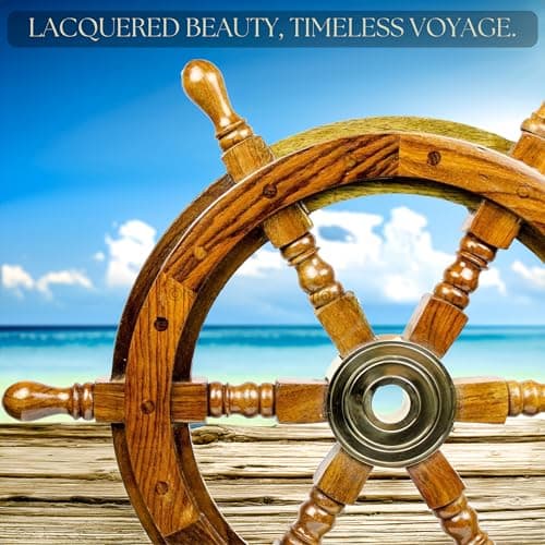Nagina International Nautical Handcrafted Wooden Ship Wheel - Home Wall Decor (24 Inches, Natural Wood) — view 5