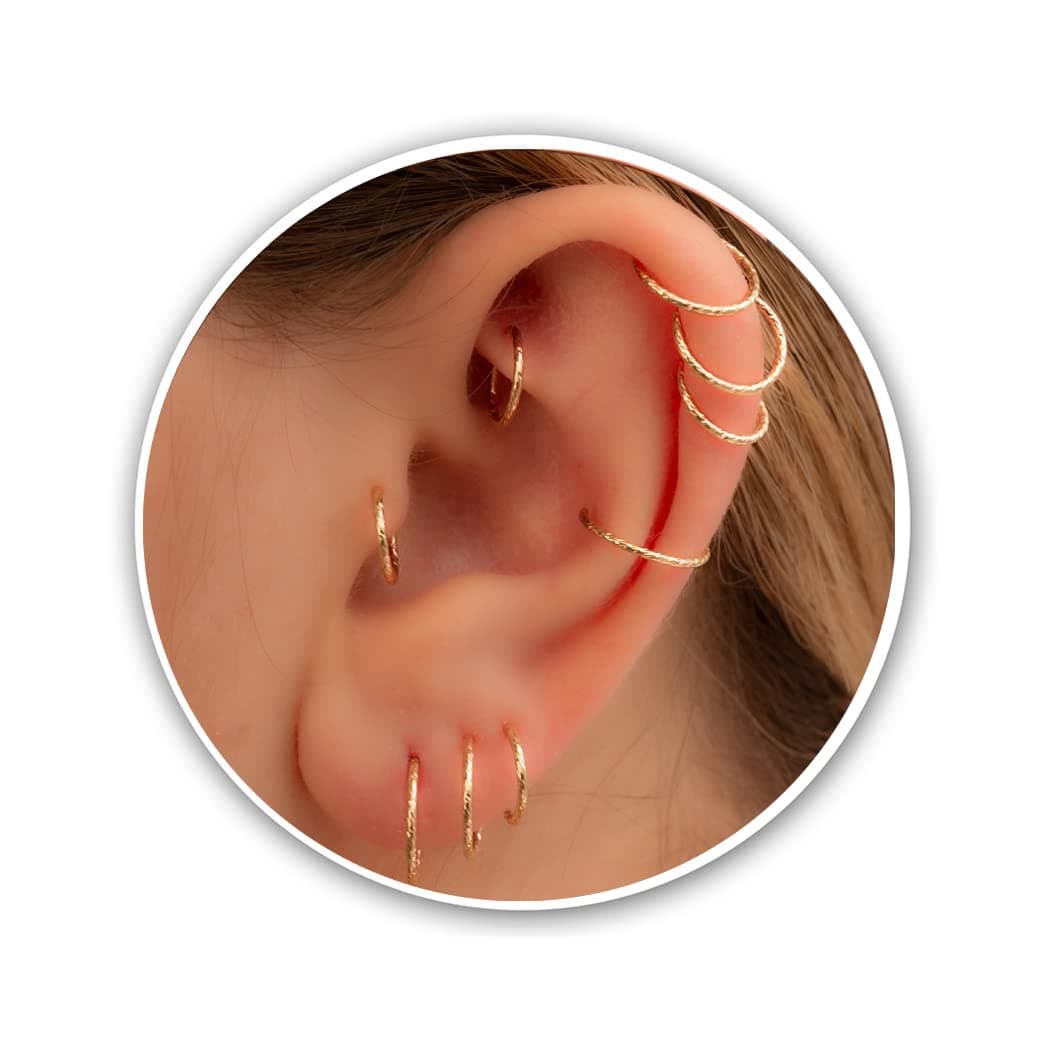 Small Cartilage Hoop Sterling Silver Huggie Hoop Earrings for Women Cartilage Nose Helix Tragus (Silver, 6mm 24 gauge / 1 pair) — view 22