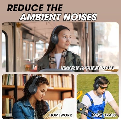 BERIBES Upgraded Hybrid Active Noise Cancelling Headphones with Transparent Modes,70H Playtime Bluetooth Headphones Wireless Bluetooth with Mic, Deep Bass,3.5MM Cable,Soft-Earpads,Fast Charging-Black — view 6