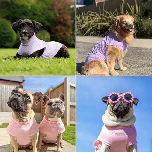 Spark Paws Sunblock Dog T-Shirt, SPF30 Protection, Lightweight Breathable Quick Dry for Dogs with Sensitive Skin - Purple & Pink (Set of 2) - 3XL — view 5