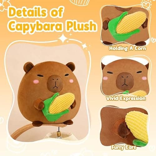 BRICHOEE Capybara Plush Toy, Cute Capybara Stuffed Animal Holding Corn, Soft Capybara Plushie Gifts for Girls Boys (Capybara with Corn, 10 inch) — view 2