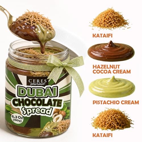 Dubai Chocolate Spread – 6.35 oz Jar with Pistachio, Kataifi & Gourmet Dubai Chocolate Filling for Pancakes, Breakfast, Snacks, and Desserts — view 2