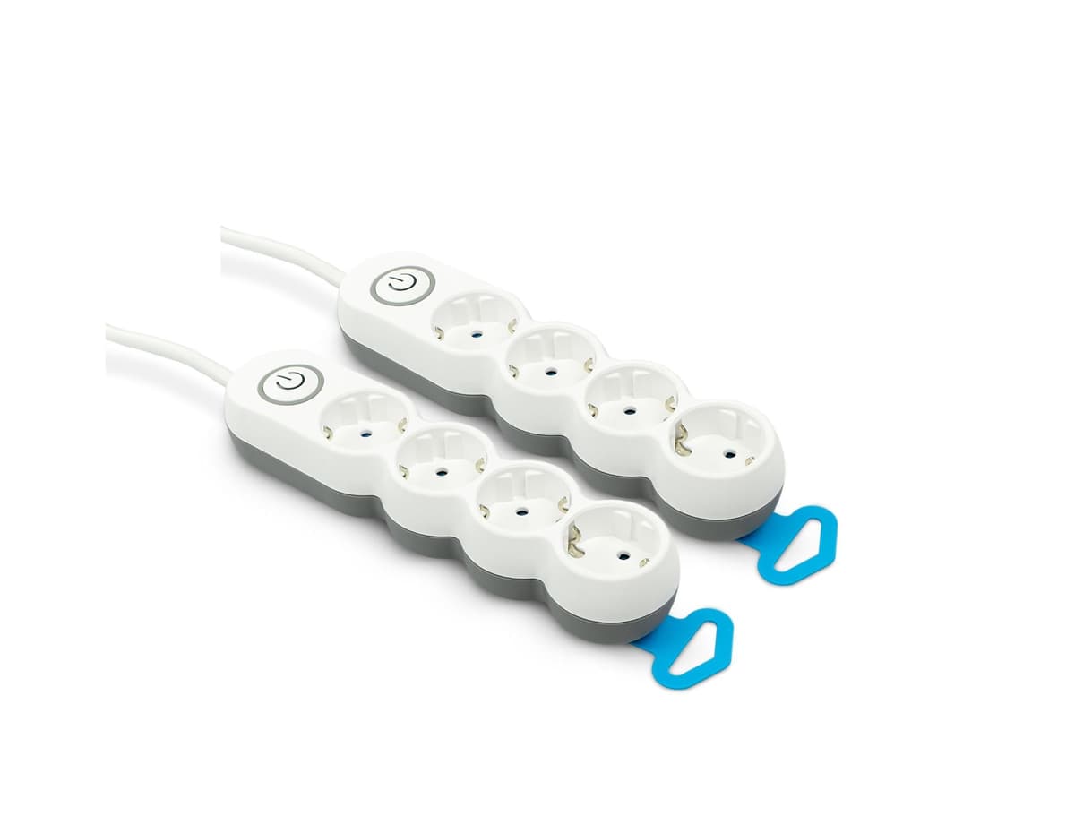 Garza Power - Regleta de 4 enchufes, con Interruptor, Enchufe Plano, Ladrón múltiple 1.4 Metros, Protección Infantil, Color Blanco, Gama Design — view 5