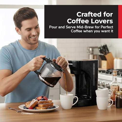 Mueller 12-Cup Drip Coffee Maker - Borosilicate Carafe, Auto-Off, Reusable Filter, Anti-Drip, Keep-Warm Function, Clear Water Level Window Coffee Machine, Kitchen Essentials & Accessories — view 7
